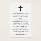 Celebration Of Life Funeral Photo Prayer Cards (裏面)