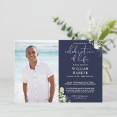 Celebration of Life Greenery Floral Funeral Photo 招待状 (スタンド正面)