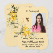 Celebration of Life  Hummingbird Yellow Roses  招待状 (正面/裏面)