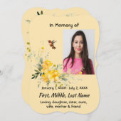Celebration of Life Hummingbird Yellow Roses 招待状 (正面/裏面)