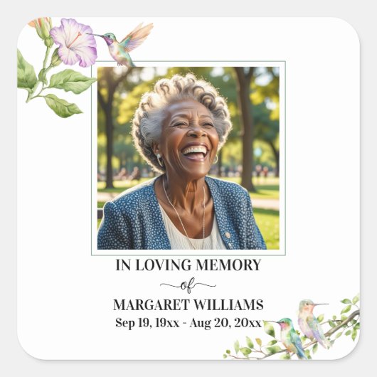 Celebration Of Life Hummingbirds Floral  スクエアシール (正面)