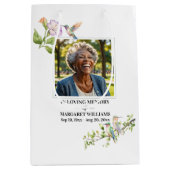 Celebration Of Life Hummingbirds Floral Keepsake ミディアムペーパーバッグ (正面)