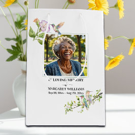 Celebration Of Life Hummingbirds Floral Keepsake ミディアムペーパーバッグ