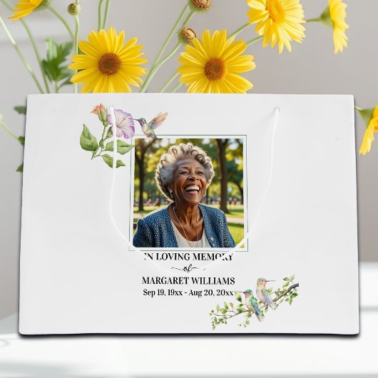 Celebration Of Life Hummingbirds Floral Keepsake ラージペーパーバッグ