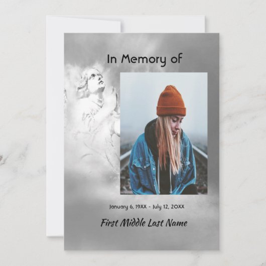 Celebration of Life Invite Angel Sky Clouds 招待状 (正面)