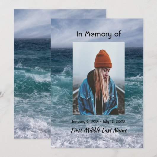 Celebration of Life Invite Ocean Sea Beach 招待状 (正面/裏面)