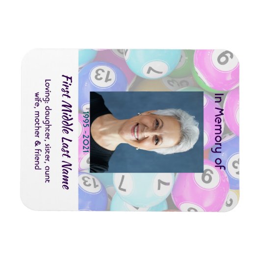 Celebration of Life Keepsake invite Bingo Game  マグネット (横)