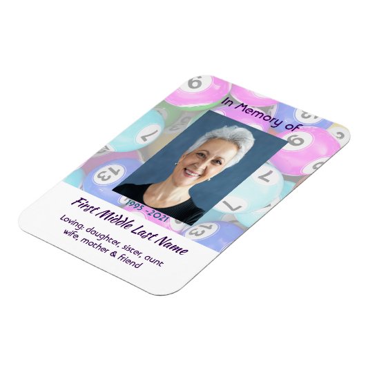 Celebration of Life Keepsake invite Bingo Game  マグネット (左側)