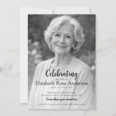 Celebration of Life Memorial Black White Photo 招待状 (正面)