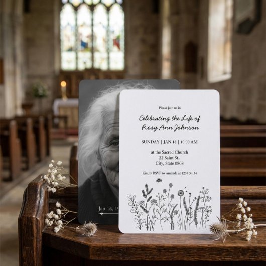 Celebration of Life Memorial Card with Photo 招待状