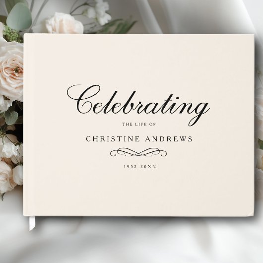 Celebration of Life Memorial–Elegant Minimal Beige ゲストブック