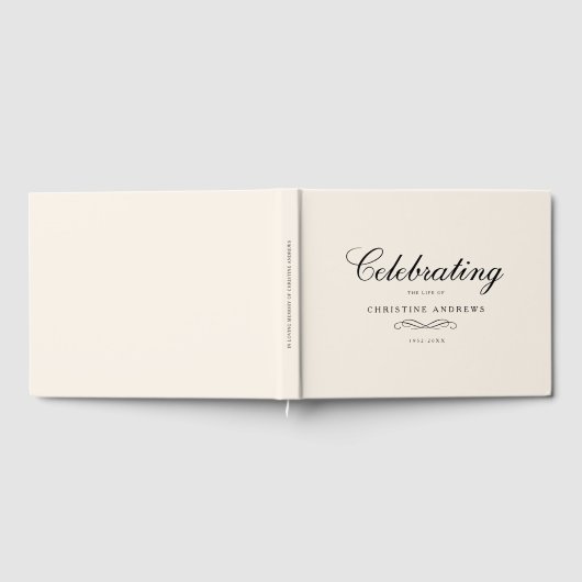 Celebration of Life Memorial–Elegant Minimal Beige ゲストブック (全面)
