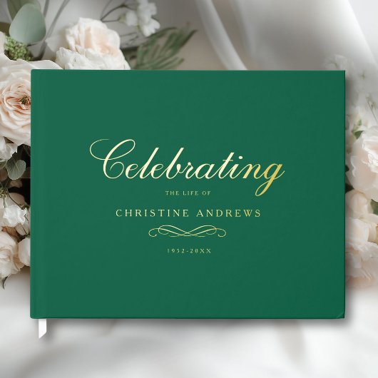 Celebration of Life Memorial–Elegant Minimal Green ゲストブック