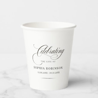 Celebration of Life Modern Elegant Script Funeral  紙コップ