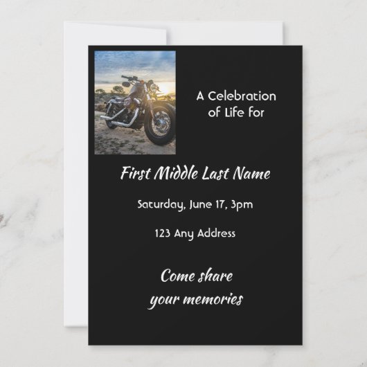 Celebration of Life  Motorcycle Biker Chopper 招待状 (裏面)