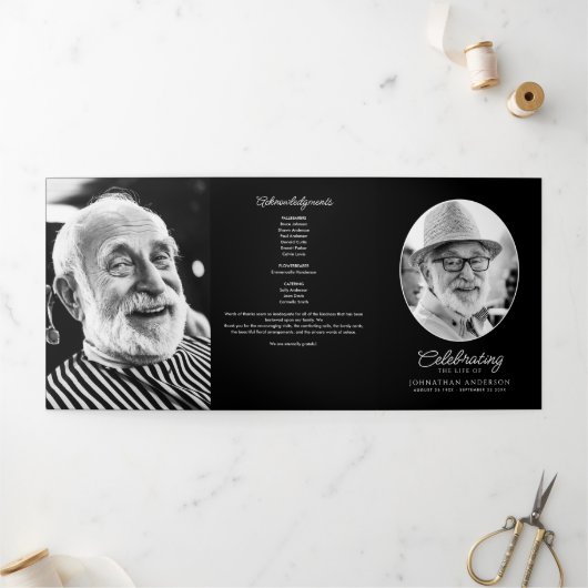 Celebration Of Life Obituary Service Order Funeral 三つ折りプログラム (外部)