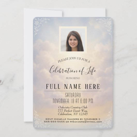 Celebration of Life - Peaceful Clouds 招待状 (正面)