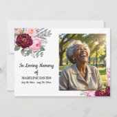 Celebration Of Life Peonies Photo Funeral 招待状 (正面)