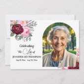 Celebration Of Life Peonies Photo Funeral 招待状 (正面)