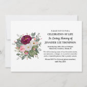 Celebration Of Life Peonies Photo Funeral 招待状 (裏面)
