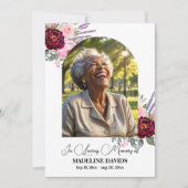 Celebration Of Life Peonies Photo Funeral 招待状 (正面)