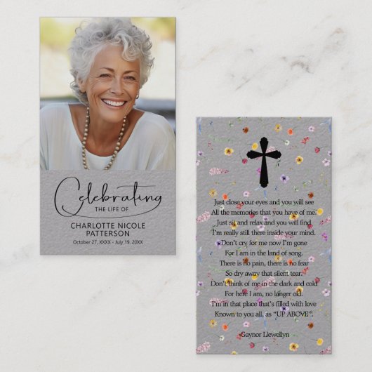 Celebration of Life Photo Bookmark Prayer Card 名刺 (正面/裏面)