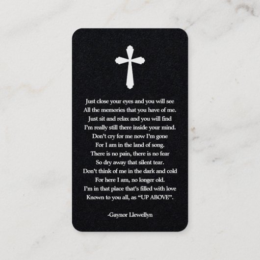 Celebration of Life Photo Bookmark Prayer Card 名刺 (裏面)