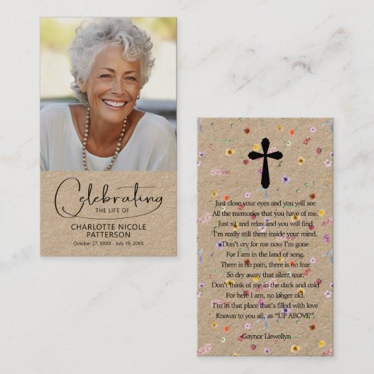 Celebration of Life Photo Bookmark Prayer Card 名刺 (正面/裏面)
