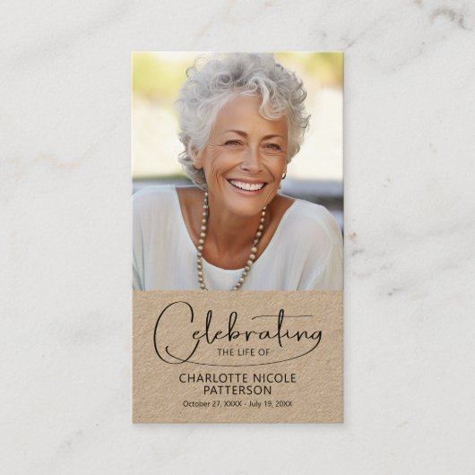 Celebration of Life Photo Bookmark Prayer Card 名刺 (正面)