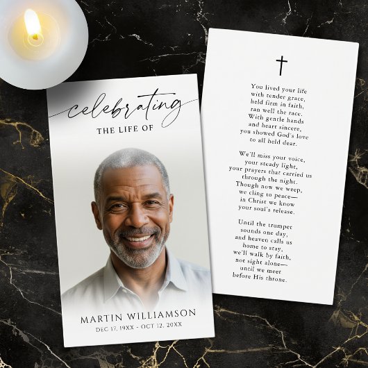 Celebration of Life Photo Cross Poem Prayer Card