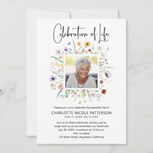 Celebration of Life Photo Funeral  招待状 (正面)