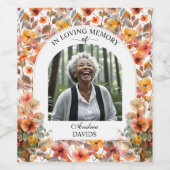 Celebration Of Life Photo Funeral Colorful Floral ワインラベル (シングルラベル)