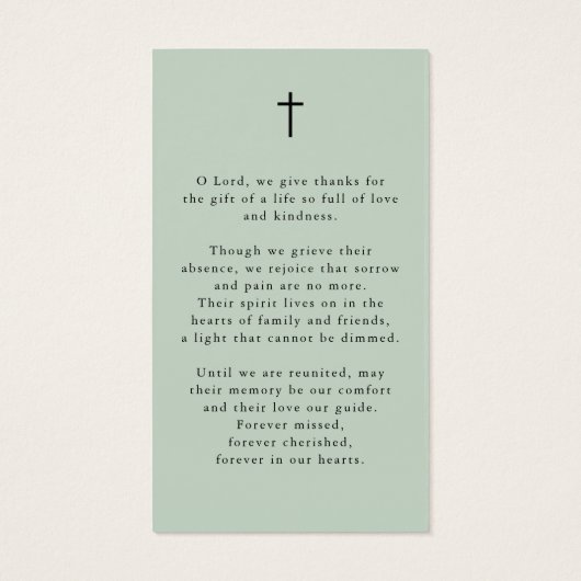 Celebration of Life Photo Funeral Prayer Card (裏面)