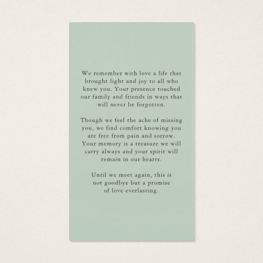 Celebration of Life Photo Funeral Prayer Card (裏面)