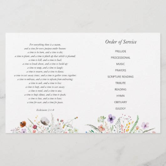 Celebration of Life Photo Funeral Program  チラシ (裏面)