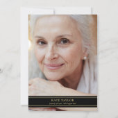 Celebration of Life Photo Greenery Black And Gold 招待状 (裏面)