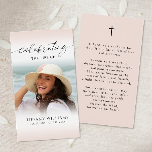 Celebration of Life Photo Memorial Prayer Card