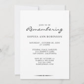 Celebration of Life Photo Modern Memorial 招待状 (裏面)