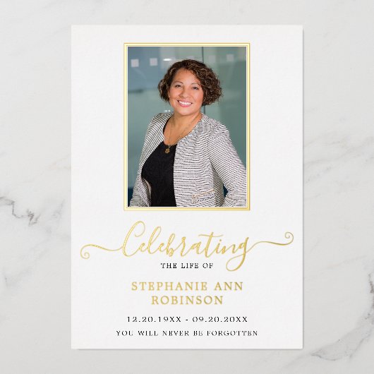 Celebration of Life Photo Order of Service 箔招待状 (正面)