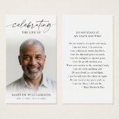 Celebration of Life Photo Poem Funeral Prayer Card (正面&裏面)