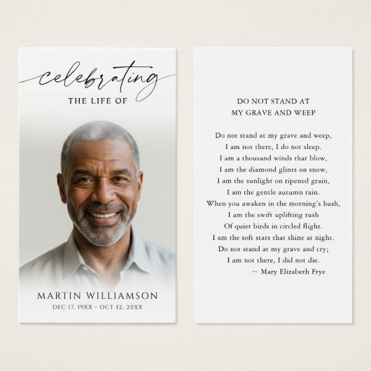 Celebration of Life Photo Poem Funeral Prayer Card (正面&裏面)