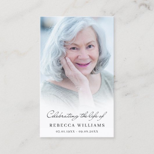 Celebration of Life Photo Prayer Sympathy Cards 名刺 (正面)