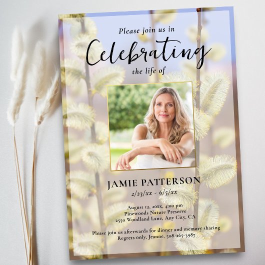 Celebration of Life Photo, Pussy Willows Funeral 招待状