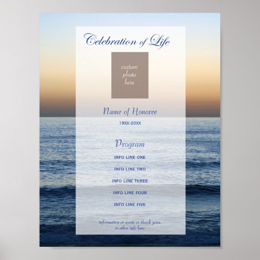 Celebration of Life program Ocean & photo ポスター (正面)