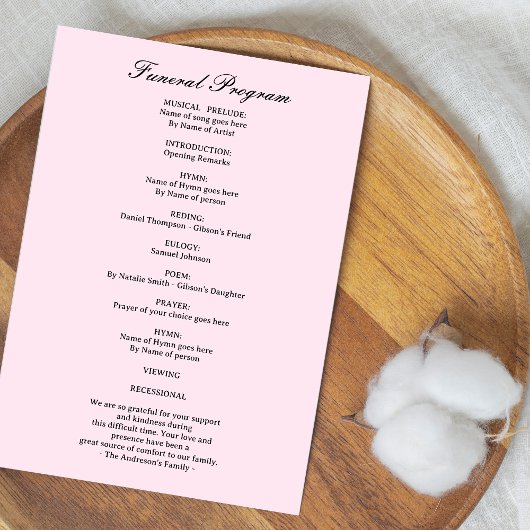 Celebration of Life Programs – Forever In Our Hear プログラム