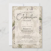 Celebration of Life Purple Butterfly Peony Funeral 招待状 (正面)