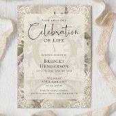 Celebration of Life Purple Butterfly Peony Funeral 招待状