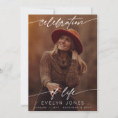 Celebration of Life Script Funeral Photo | Black サンキューカード (正面)