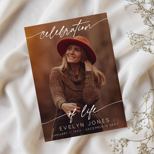 Celebration of Life Script Funeral Photo | Black サンキューカード