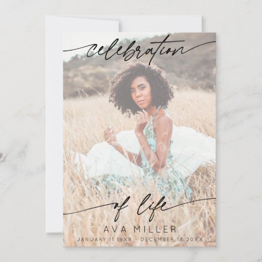 Celebration of Life Script Funeral Photo | White サンキューカード (正面)
